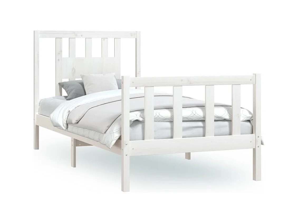 Cadre de lit avec tête de lit blanc bois de pin massif 90x200