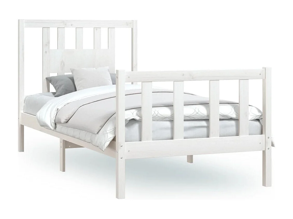 Cadre de lit avec tête de lit blanc bois de pin massif 90x200