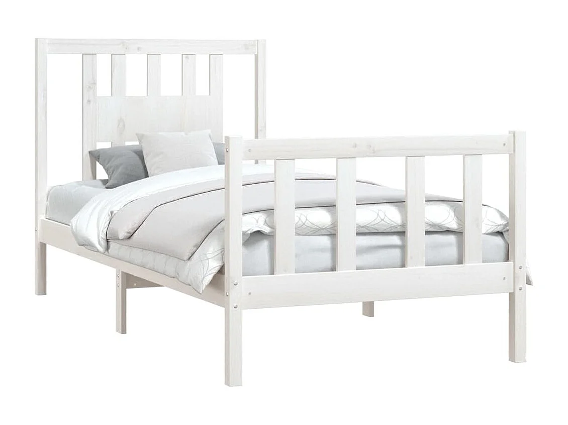 Cadre de lit avec tête de lit blanc bois de pin massif 90x200