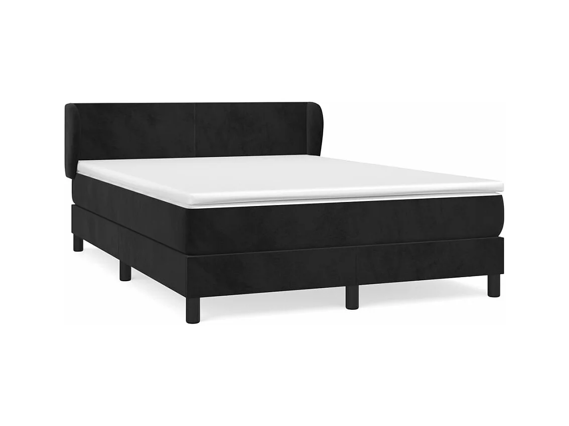 Sommier à lattes de lit avec matelas Noir 140x190 Velours