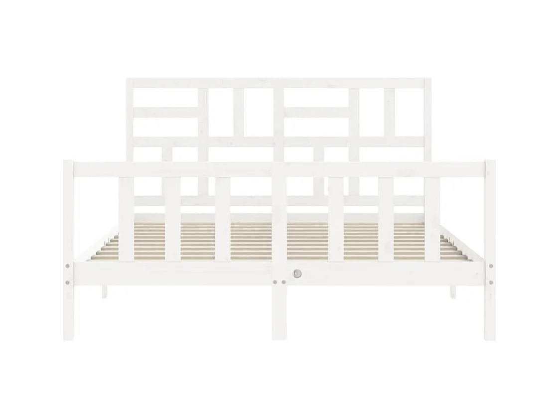 Bedframe met hoofdbord massief hout wit