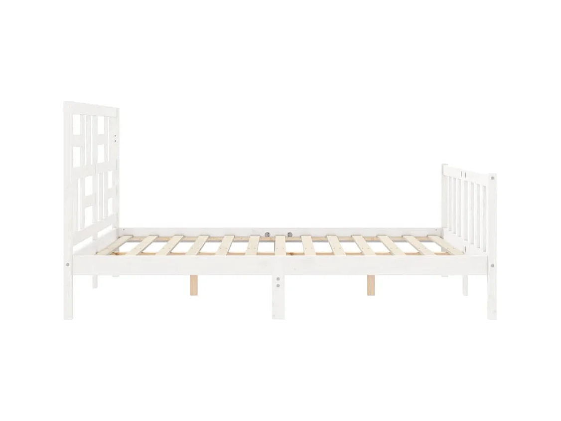 Bedframe met hoofdbord massief hout wit