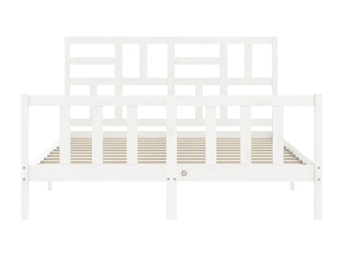 Bedframe met hoofdbord massief hout wit