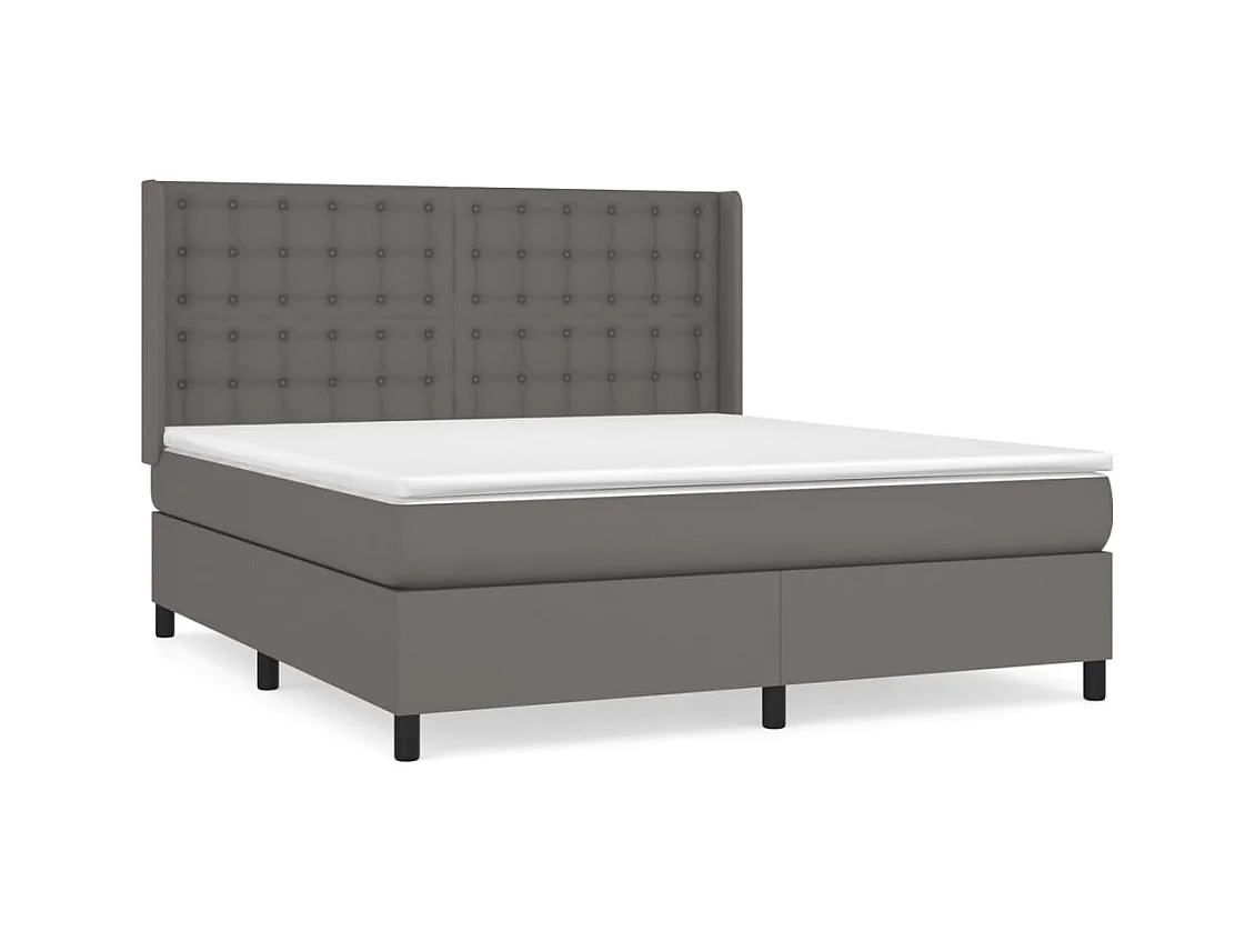 Sommier à lattes de lit avec matelas Gris 180x200 Similicuir