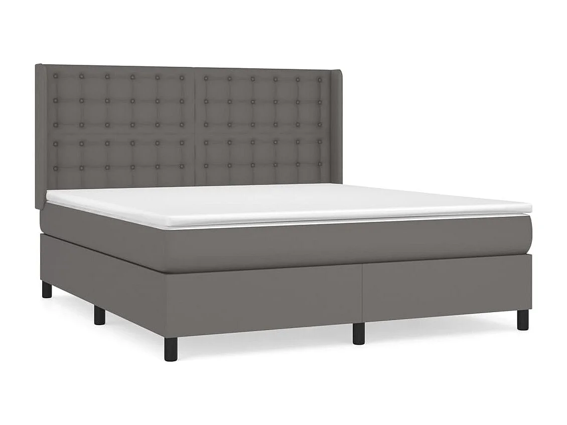 Sommier à lattes de lit avec matelas Gris 180x200 Similicuir