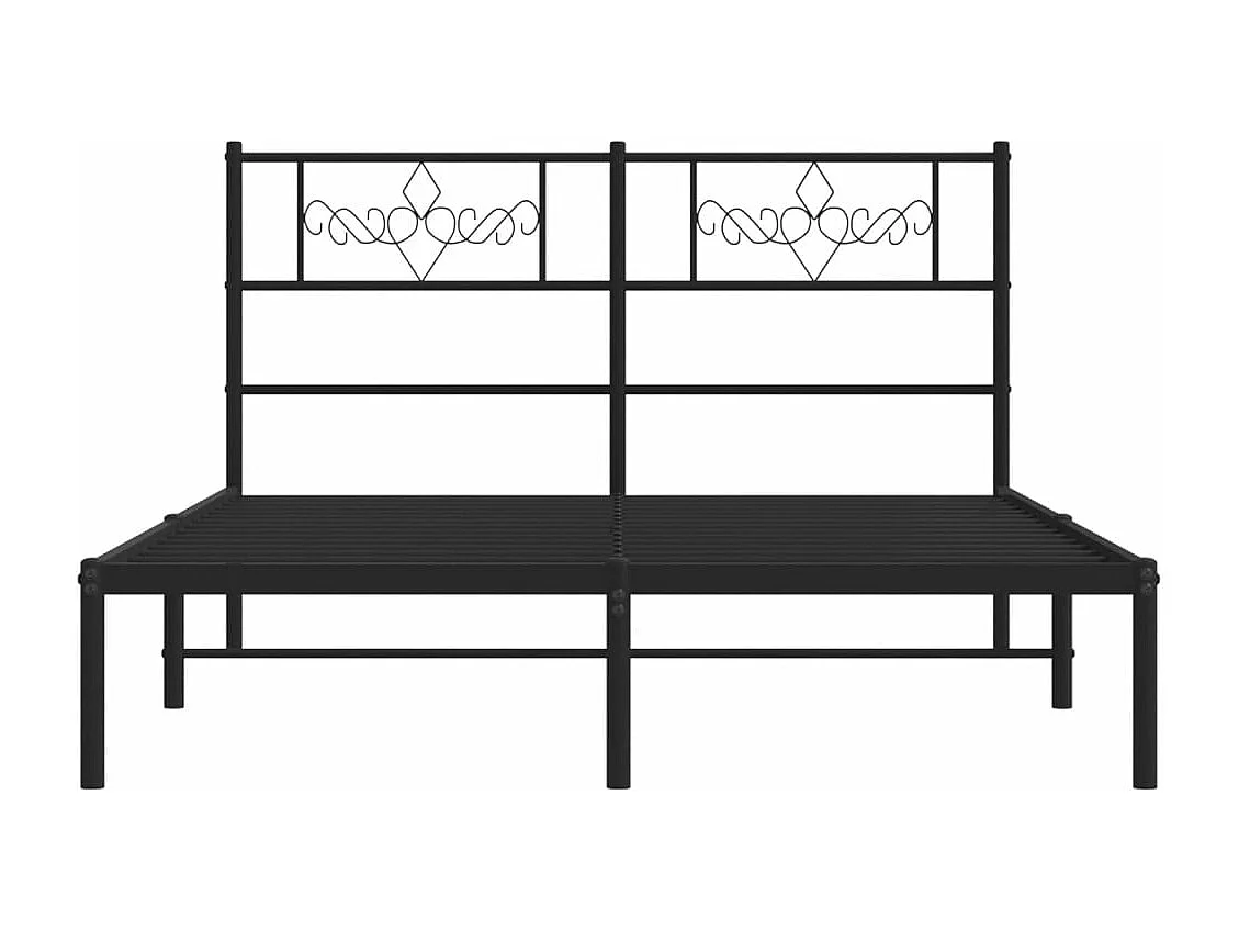 Cadre de lit métal avec tête de lit noir 140x200