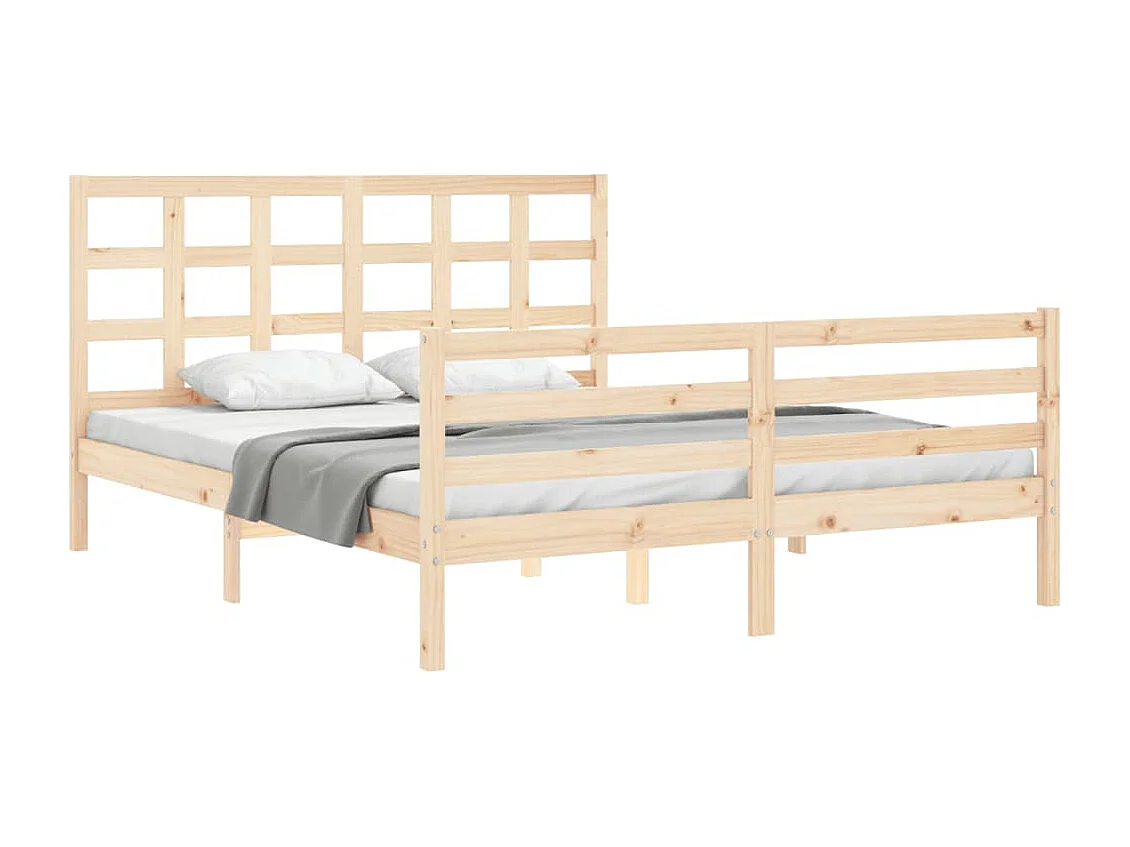 Bedframe met hoofdbord massief hout 160x200 cm