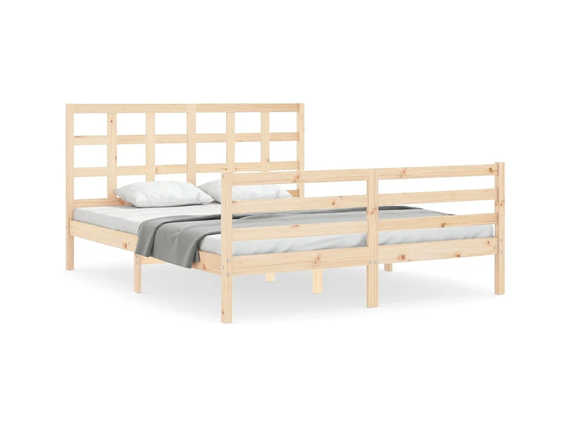 Bedframe met hoofdbord massief hout 160x200 cm