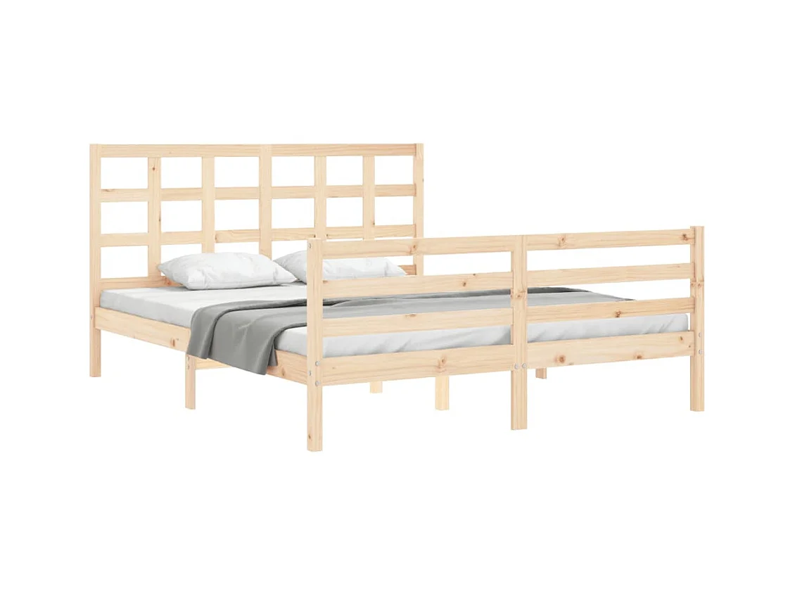 Cadre de lit avec tête de lit 160x200 bois massif