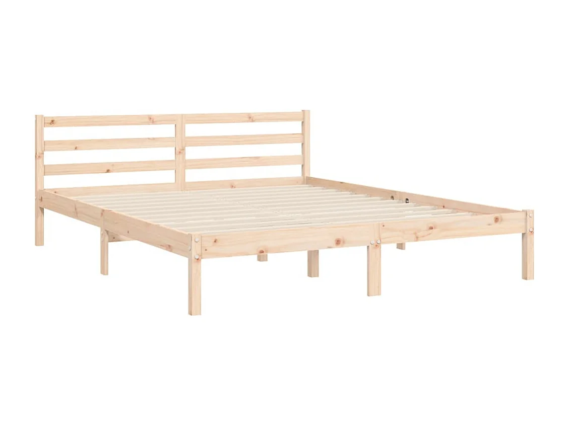 vidaXL Estructura de cama con cabecero madera maciza 160x200 cm Marrón