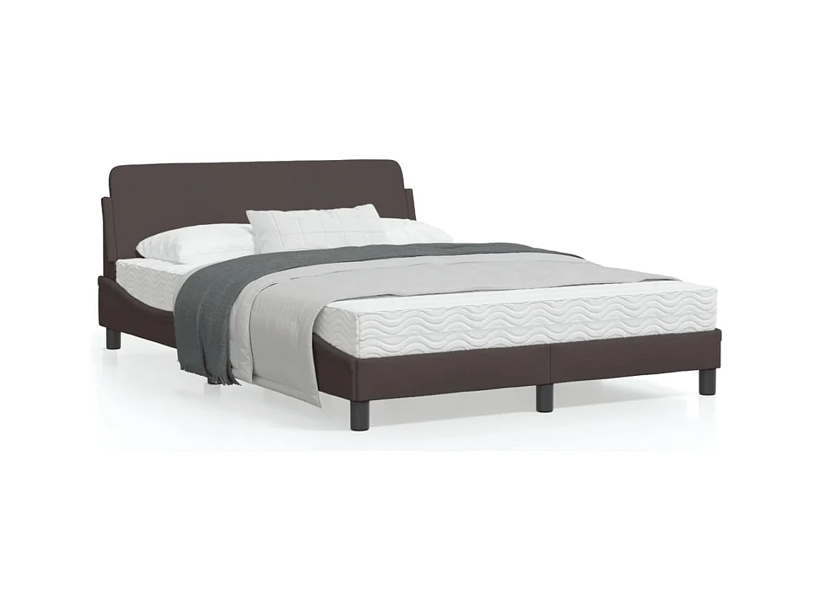 Cadre de lit avec tête de lit Marron foncé 140x200 Tissu
