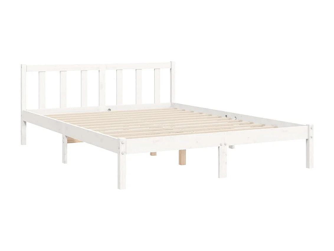 Cadre de lit avec tête de lit blanc King Size bois massif