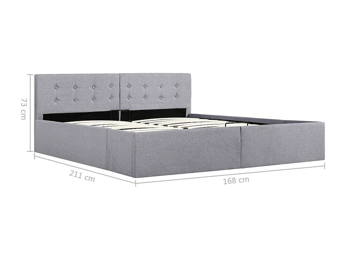 Lit à stockage hydraulique Gris clair Tissu 160x200