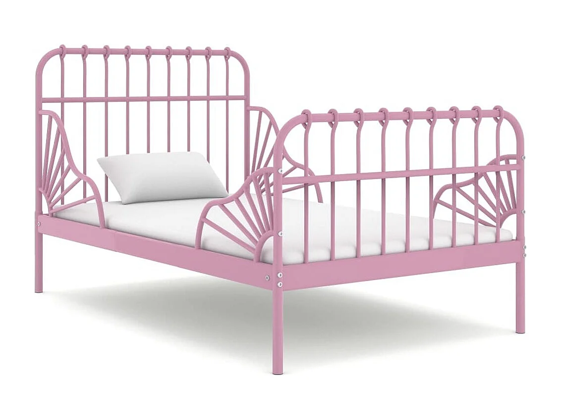 Bedframe verlengbaar metaal roze 80x130/200 cm