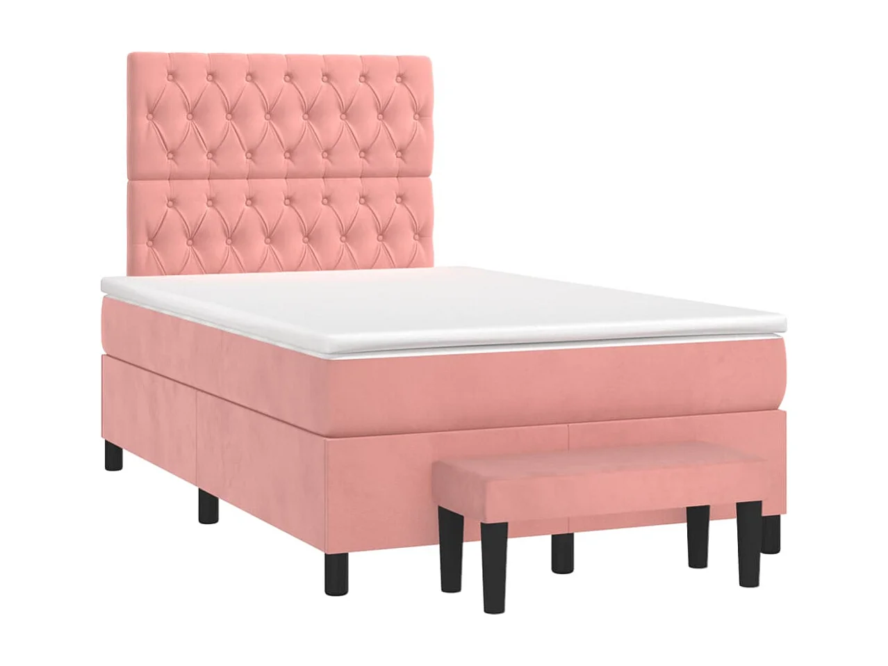 Sommier à lattes de lit avec matelas rose 120x190 velours