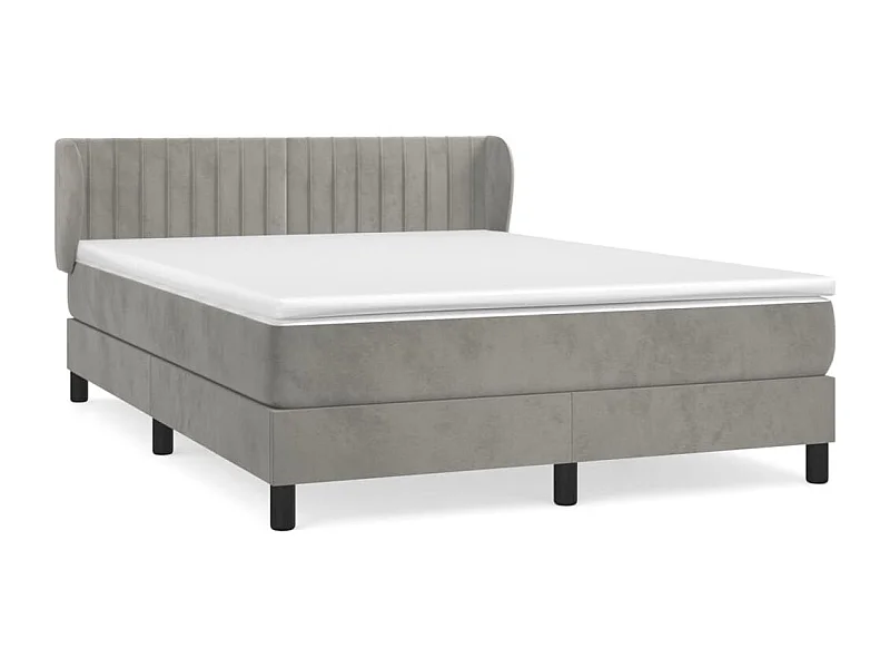Sommier à lattes de lit et matelas Gris clair 140x200 Velours