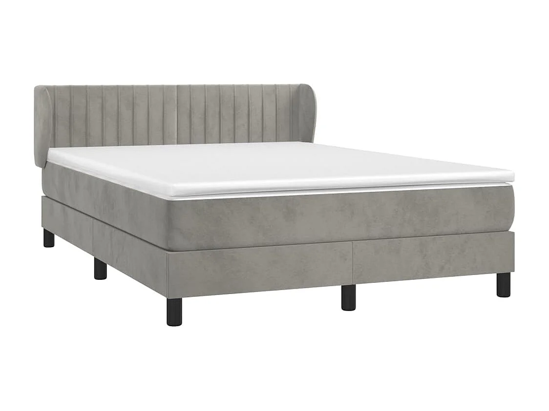 Sommier à lattes de lit et matelas Gris clair 140x200 Velours