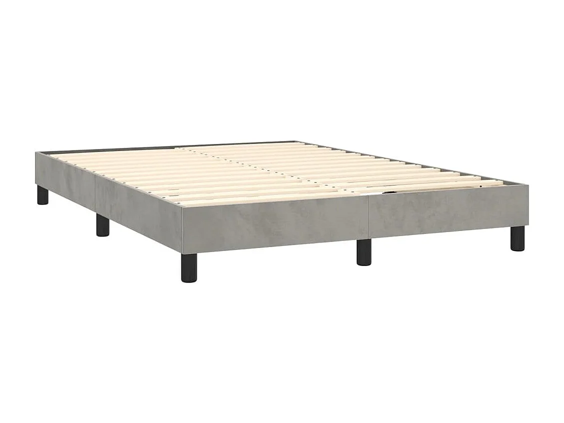 Sommier à lattes de lit et matelas Gris clair 140x200 Velours