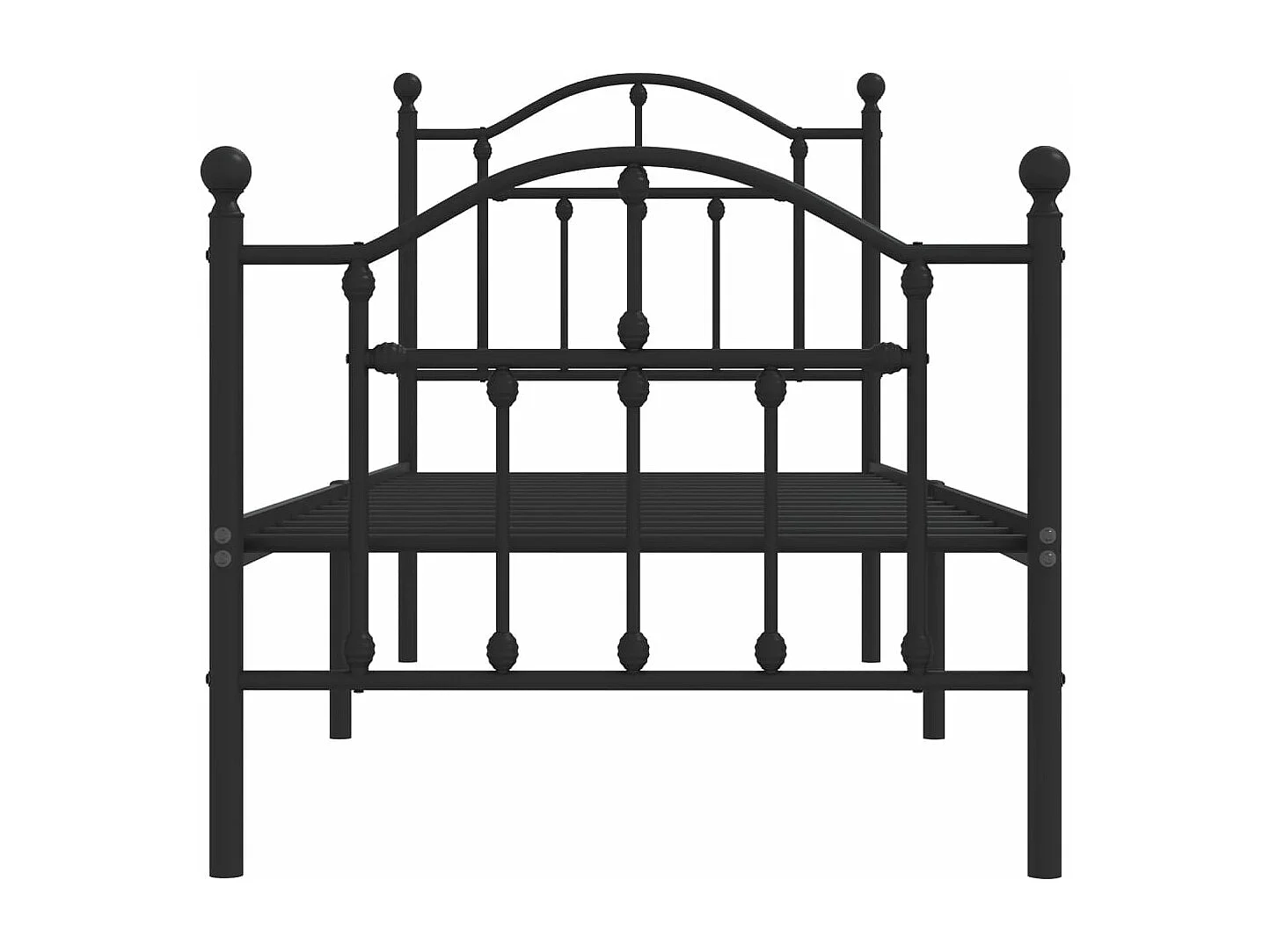 Cadre de lit métal avec tête de lit-pied de lit noir 75x190