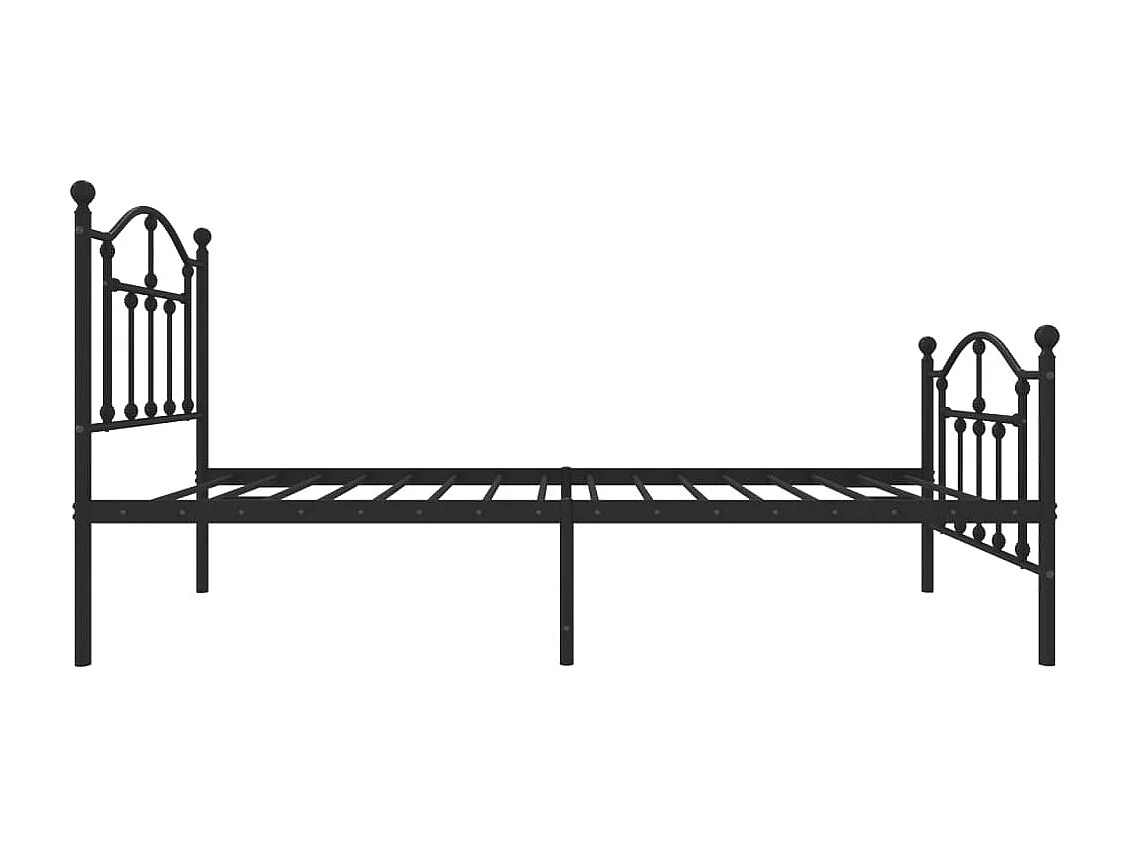 Cadre de lit métal avec tête de lit-pied de lit noir 75x190