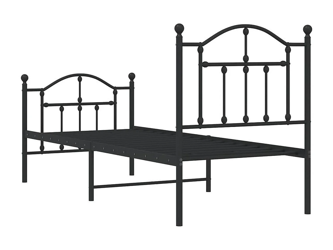 Cadre de lit métal avec tête de lit-pied de lit noir 75x190