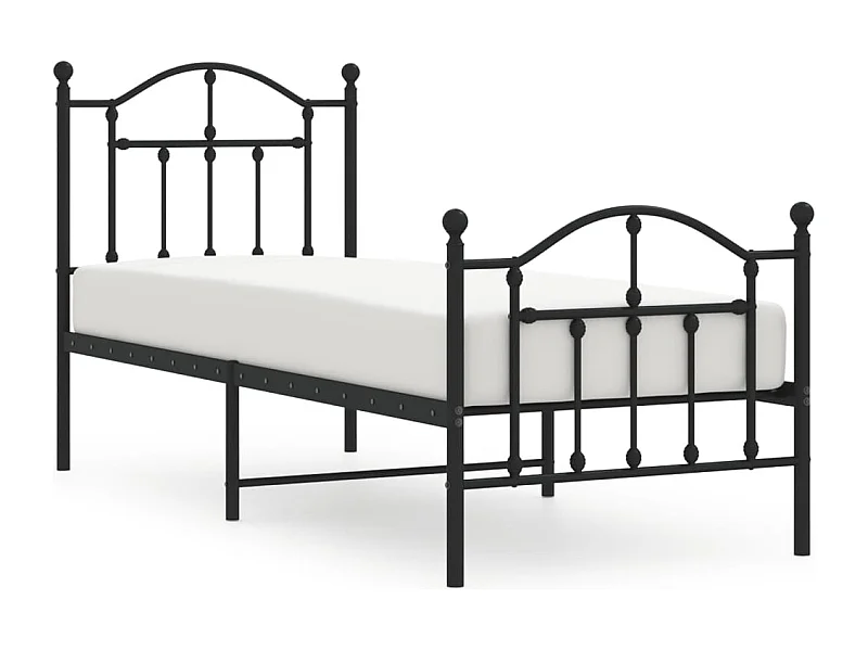 Bedframe met hoofd- en voeteneinde metaal zwart 75x190 cm