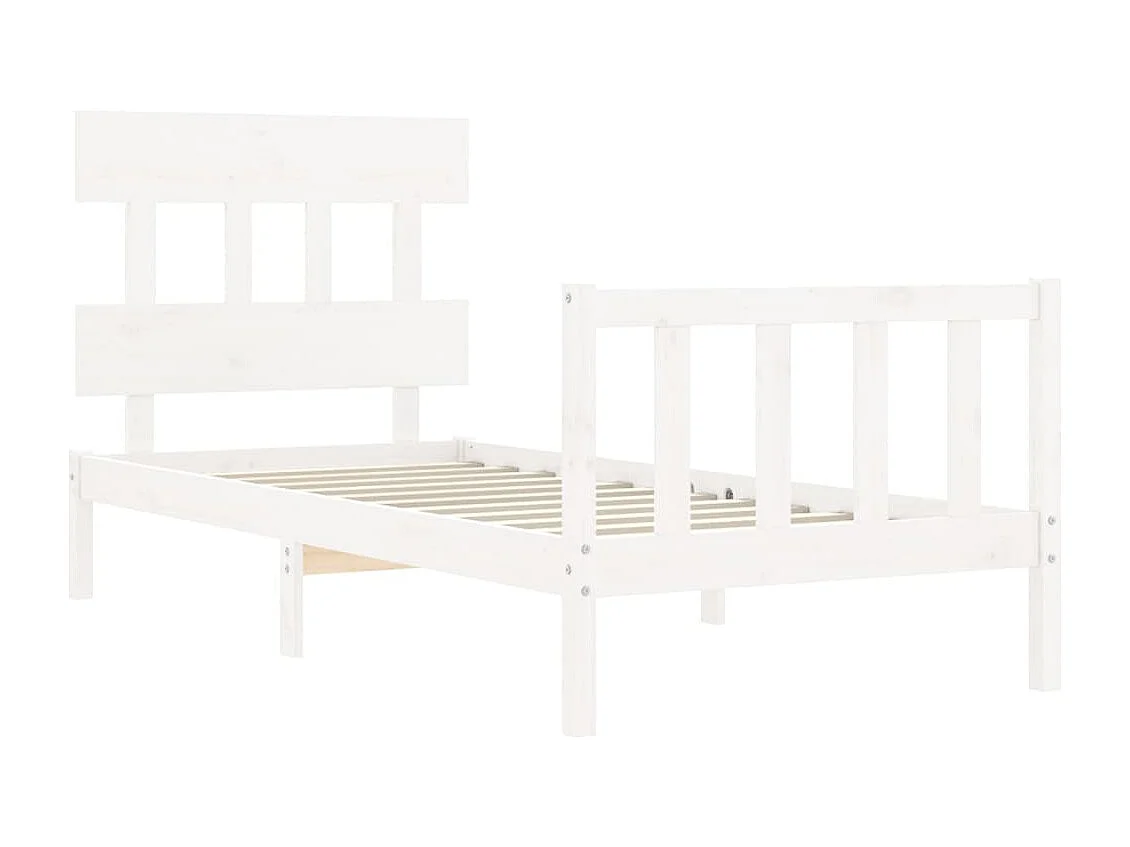 Cadre de lit et tête de lit blanc 100x200 bois massif