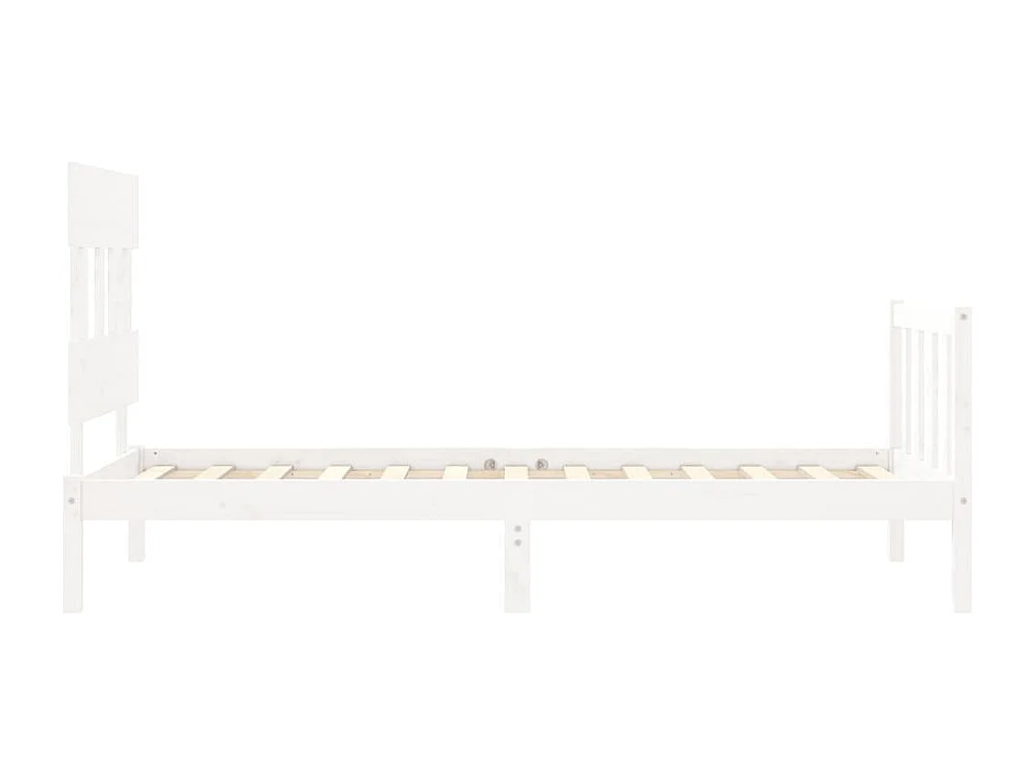 Cadre de lit et tête de lit blanc 100x200 bois massif