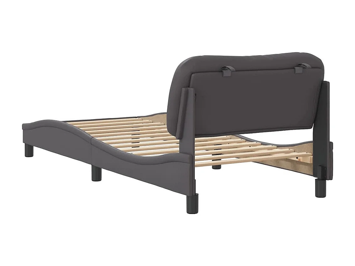 Cadre de lit avec tête de lit Gris 90x190 Similicuir