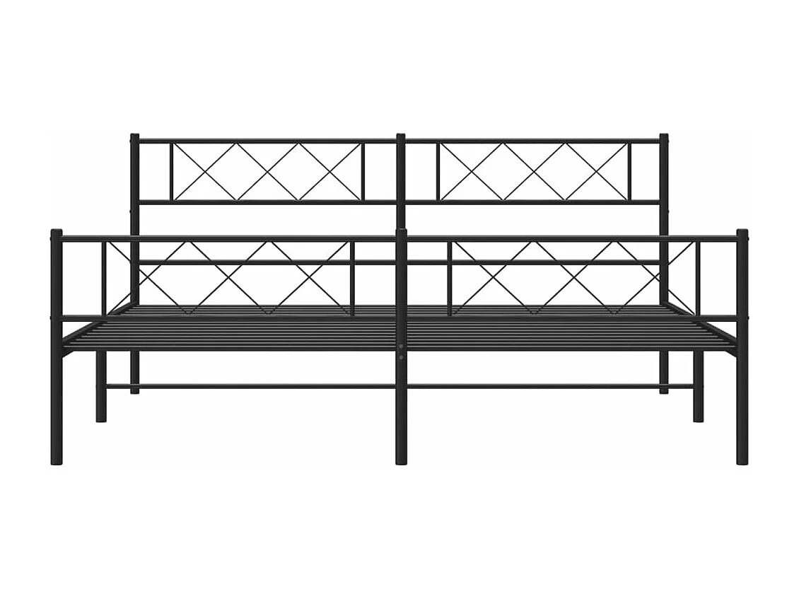 Cadre de lit métal avec tête de lit-pied de lit noir 183x213
