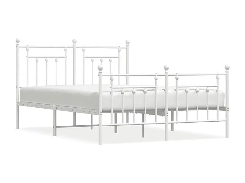 Cadre de lit métal avec tête de lit-pied de lit blanc 140x200