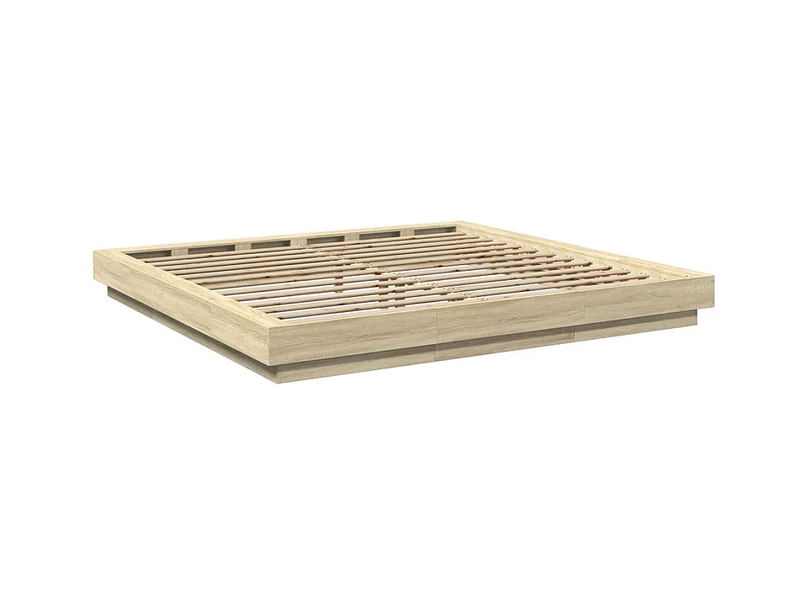 Cadre de lit avec lumières LED chêne sonoma 180x200