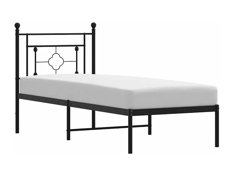 Cadre de lit métal avec tête de lit noir 75x190