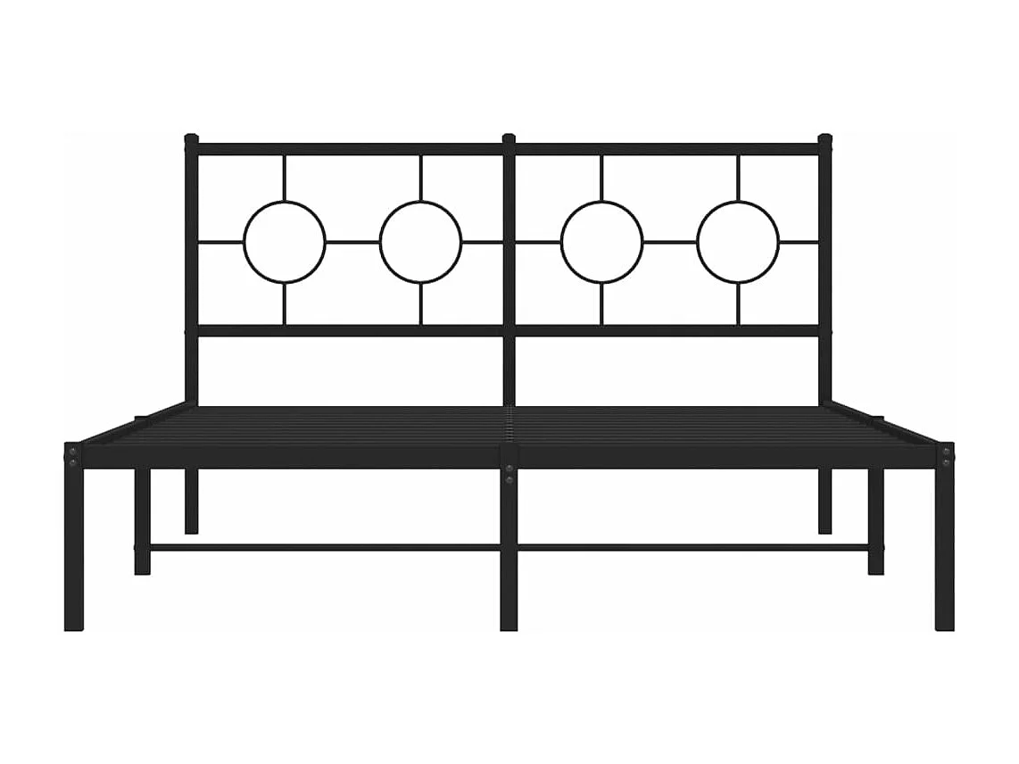 Cadre de lit métal avec tête de lit noir 135x190