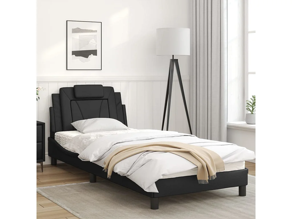 Cadre de lit avec lumières LED noir 80x200 similicuir