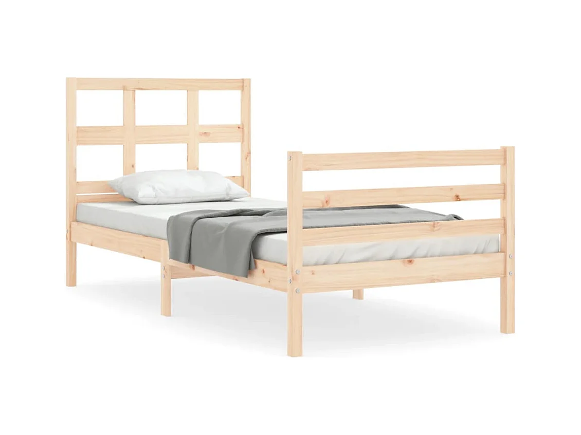 Cadre de lit avec tête de lit 90x200 bois massif