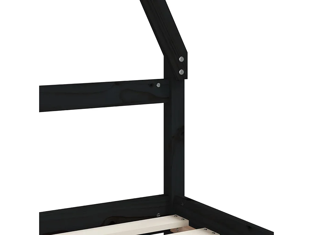 Cadre de lit enfant tiroirs noir 80x200 bois de pin massif