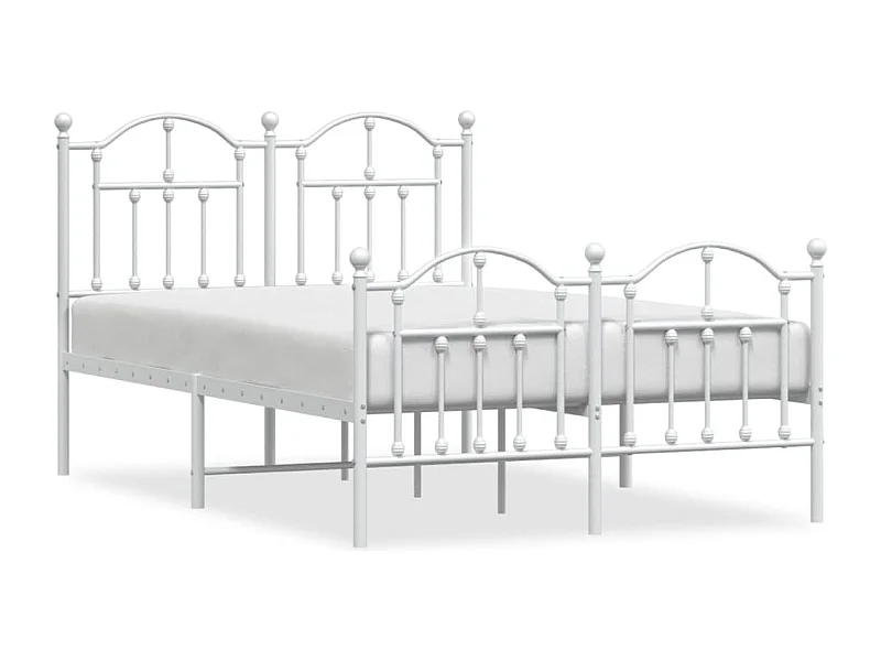 Cadre de lit métal avec tête de lit-pied de lit blanc 120x190