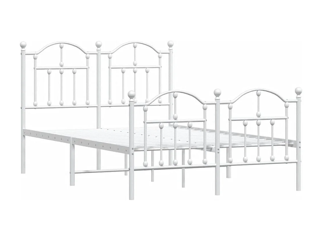 Cadre de lit métal avec tête de lit-pied de lit blanc 120x190