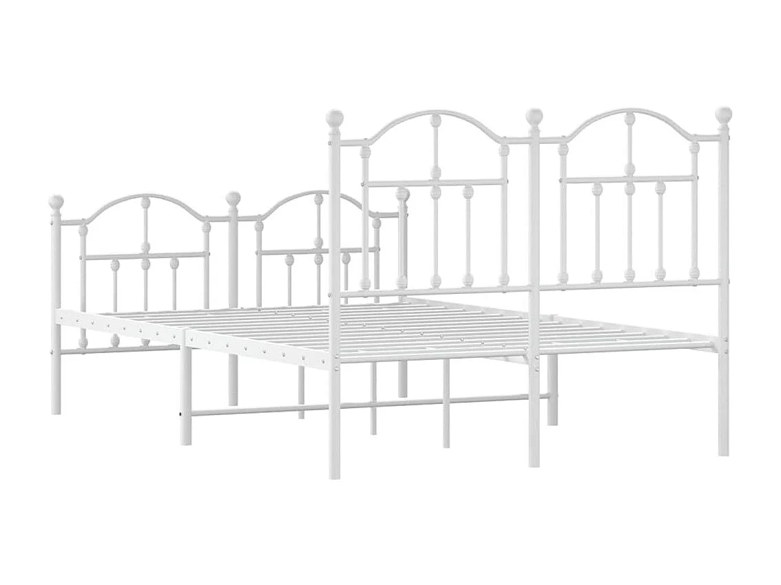 Cadre de lit métal avec tête de lit-pied de lit blanc 120x190