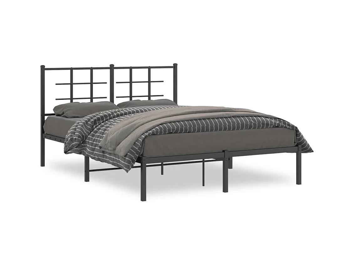 Estructura de cama con cabecero metal negro 140x200 cm