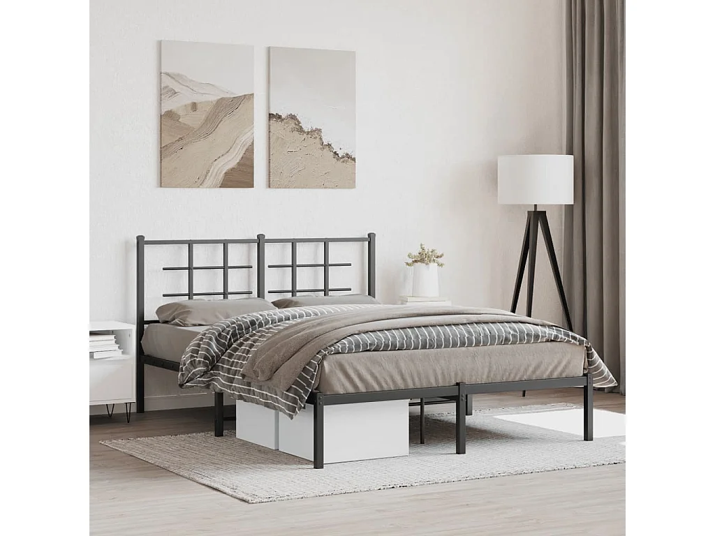 Estructura de cama con cabecero metal negro 140x200 cm