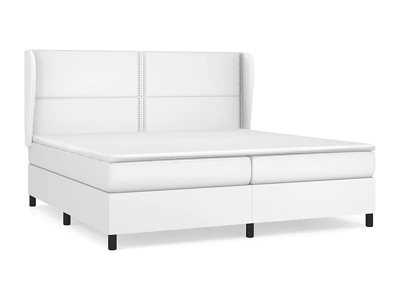 Sommier à lattes de lit avec matelas Blanc 200x200 Similicuir