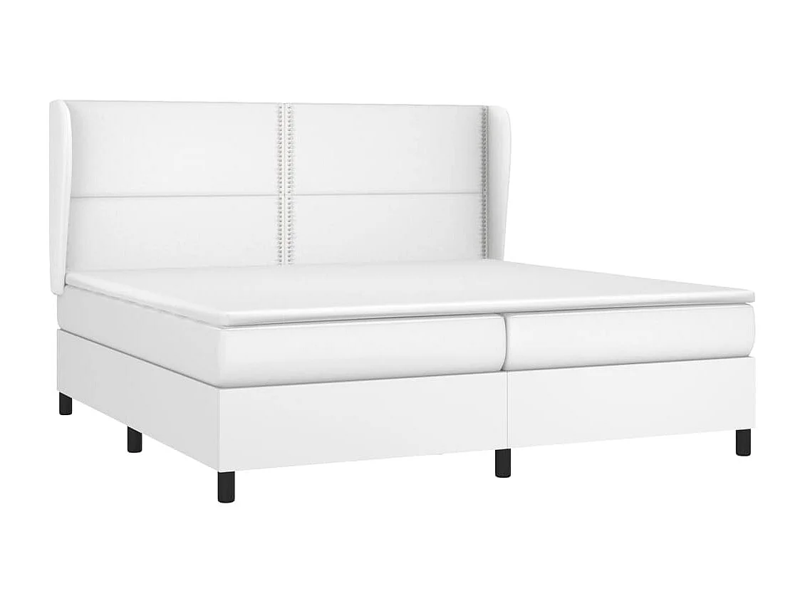 Sommier à lattes de lit avec matelas Blanc 200x200 Similicuir