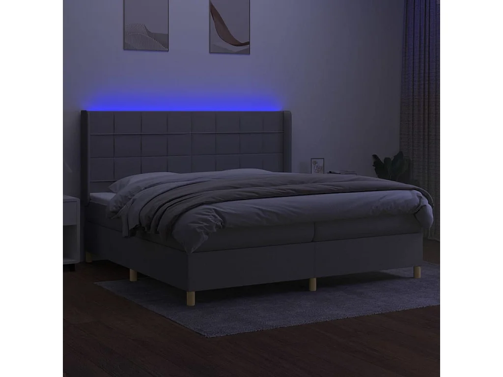 Sommier à lattes de lit matelas LED Gris clair 200x200 Tissu