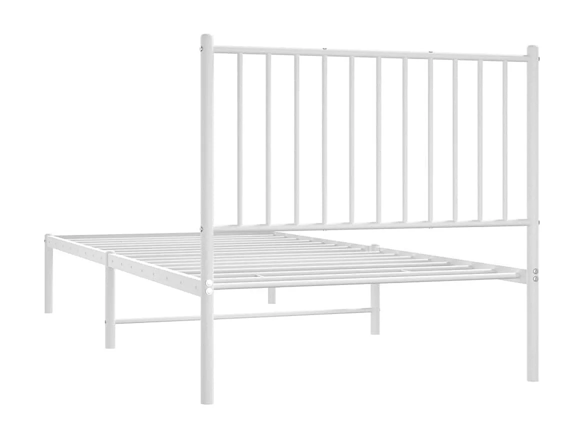 Cadre de lit métal avec tête de lit blanc 90x200