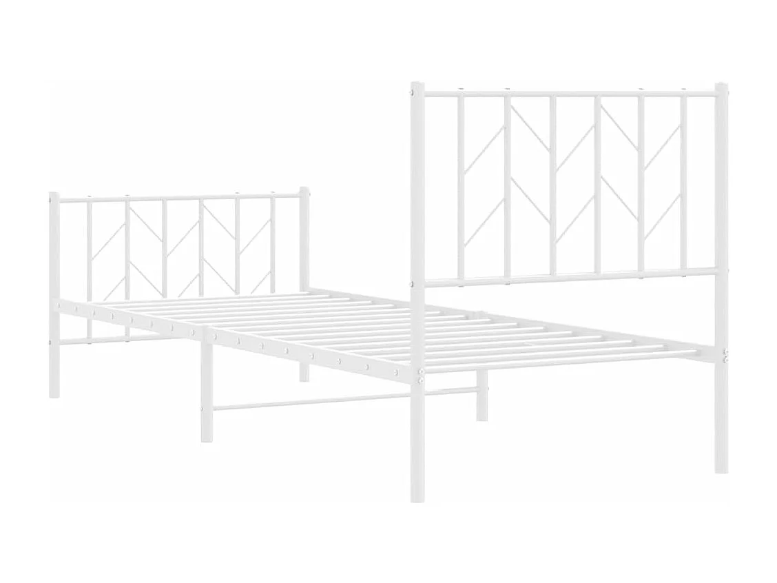 Cadre de lit métal avec tête de lit-pied de lit blanc 80x200