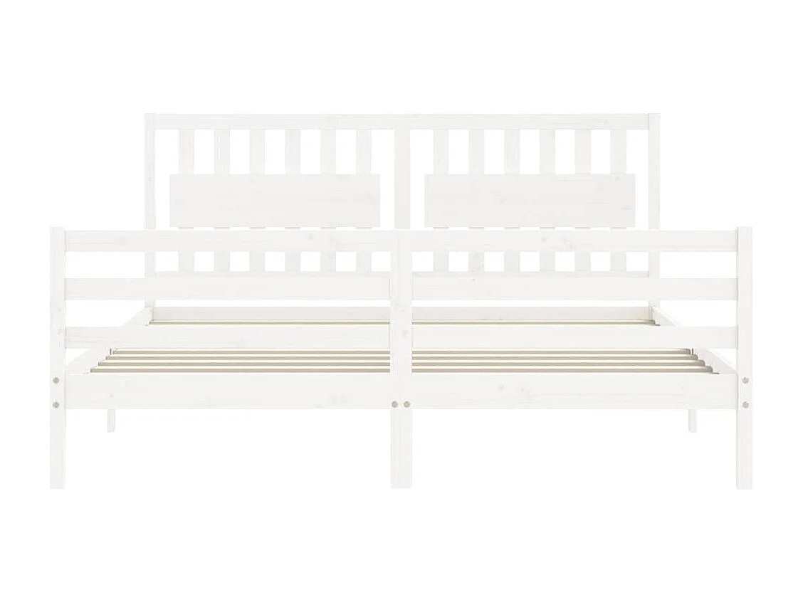 Cadre de lit avec tête de lit blanc Super King Size bois massif