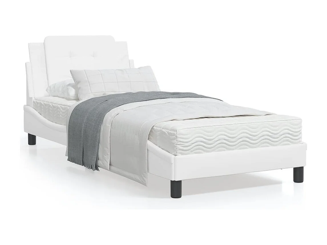 Lit avec matelas blanc 80x200 similicuir