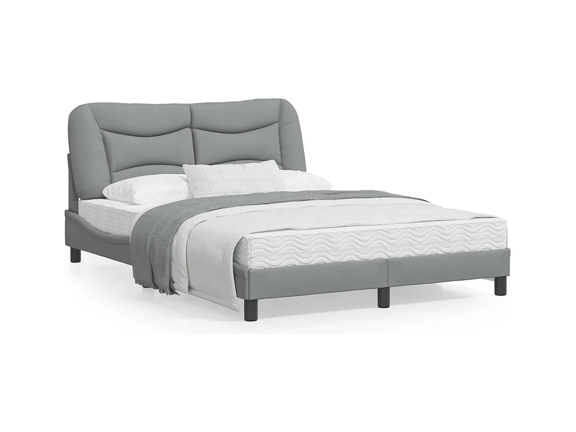 Cadre de lit avec lumières LED gris clair 140x190 tissu